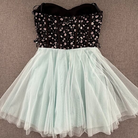 NEW! Nights By Teeze me Mini Dress Prom, Party Cocktail Strapless Size3 Sequined - Picture 11 of 14